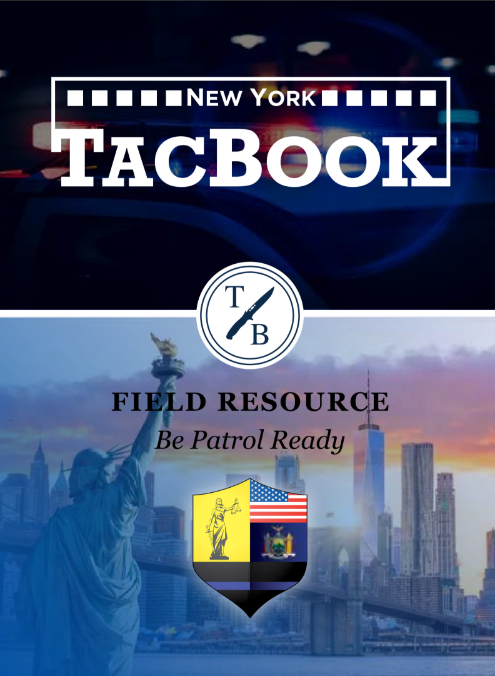 Cover page of a field resource booklet titled 'Tactical Book' with the New York City skyline, Statue of Liberty, and a shield emblem.